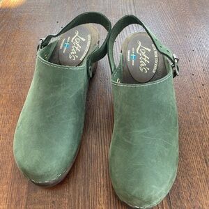Lotta From Stockholm Green Leather Clogs Size 39